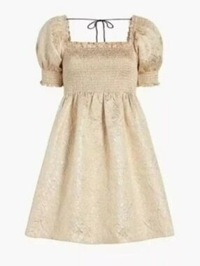 Hill House Home Athena Nap Dress in Gold Brocade Size Medium